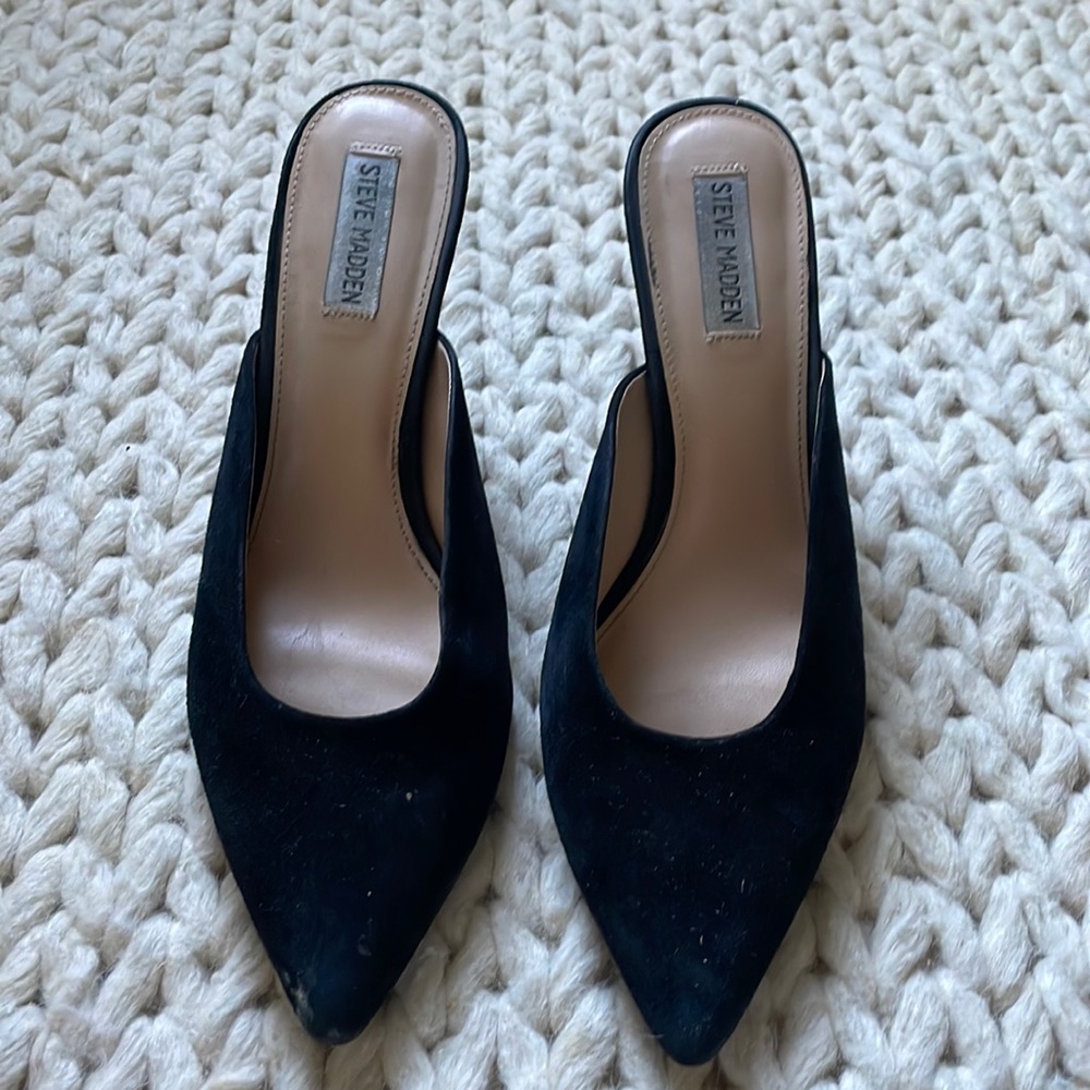 Steve Madden black velvet mules size 10
